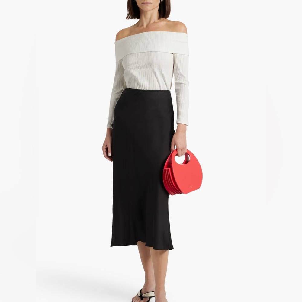 VINCE. Off-the-shoulder ribbed cotton-blend top